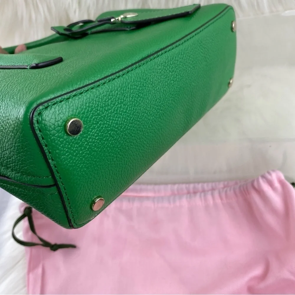 kate spade Green Pebbled Leather Satchel with Heart Charm